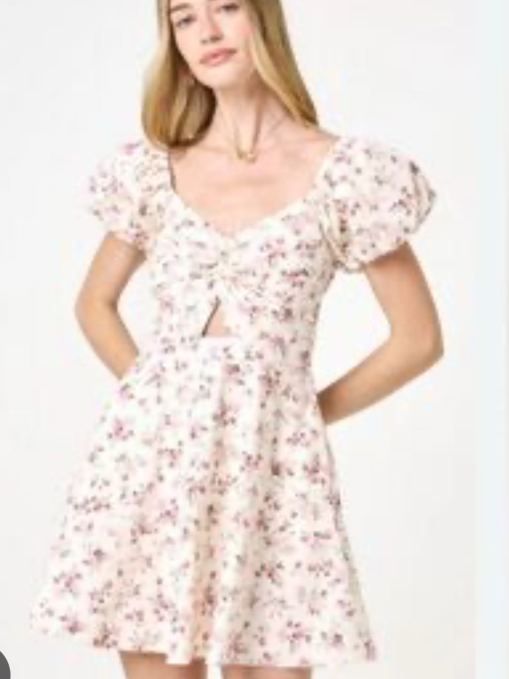 Altard state puff sleeve floral mini dress xl new